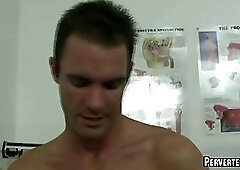 The patient is getting his big dick sucked on