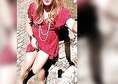 Joana Love Walking and Showing shlong in public