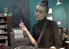 Beautiful long-legged angel is enjoying the doggy style pose