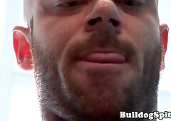 Muscular Leather Bear Pulling His Hard Cock