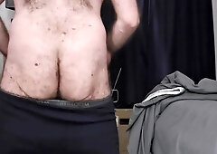Me toying with my firm stiffy and unshaved arse.