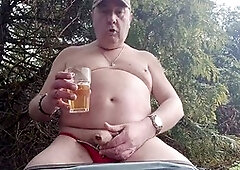 Outdoor, humungous, bear masturbation