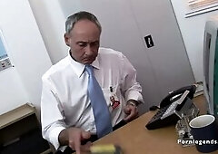 Hawt doxies Alexis May and Melissa Ebony get their twat and booty drilled hard by 2 males in an office. They every receive a facial treatment.