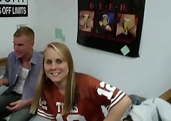 Students play around in the room and blow each other off