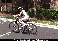 Exxxtrasmall - adorable biker learns to rail cock