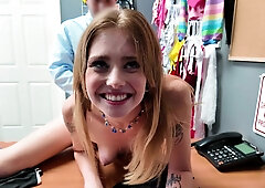 Pretty babe Lucy Foxxx gets fucked by cocky security guard