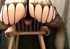 Sexy sissy ass shake in fishnet