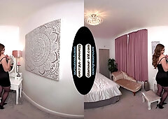 Honour May LBD With Black Glossy Crotchless Legwear & Special Surprise Afternoon Treat - 8K VR