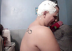 Headshave bald fetish, fetish shaving cream wam, bbw