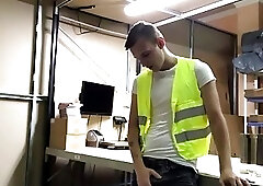 Stroking His Big Cock At Work - Reece Bentley