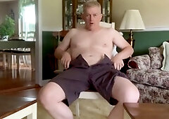 64-year-old daddy gets naked and starts tugging