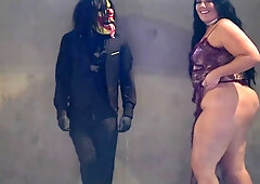 Phat-assed Brunette BBW Alex Blair Goes Nuts In the City At Night, Having Fun With Gibby The Clown