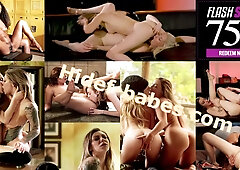Tattooed blonde Kenzie Reeves shares intense lesbian intimacy with another woman