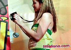 Little Liana enjoys licking and fingering her latin pussy in hot lesbian action