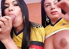 Great looking tranny footballers eagerly share a big black boner