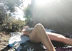 French Gal Masturbation Amateur on Naked Beach public in Greece to stranger with squirt P1