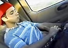 Twink gay wanks in a car