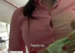 The guy pays the chick at the drive-through to flash her tits and have sex with him.