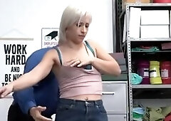 Security officer licks and ass fucks blonde teen shoplifter