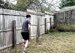 Trans Male Desperately Pees Outside with Schlong Packer