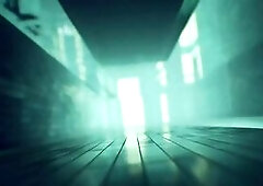 Teen brunette hair puts a fuck-rubber on a cucumber and sticks it into her soaking juicy snatch