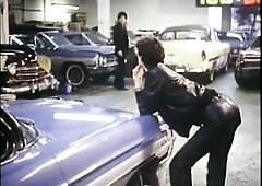 Porn actress in leather panties