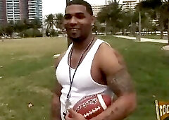Black Football Player Stripping, Working Out, And Then Jacking Off