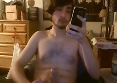 young guy jerks his dick