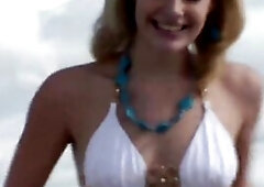 Blond teen gets screwed by a large hard shlong on the daybed.