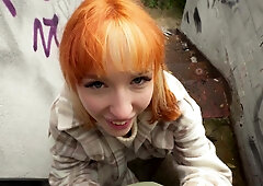 Redhead slut Lilly Mays gives up her pussy for some cash