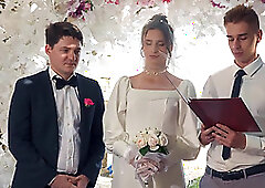 BRIDE4K. A wedding started off nicely...sex show between  hot Bride and a Arty Cheys