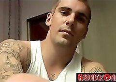Tatted Alpha Stud cums in his sock