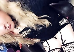 Trans Hotty Banging Sex Toy On A Door