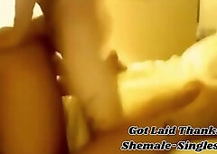 Busty tranny fucked missionary and doggy