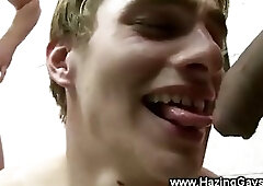 Straight student made to suck cock for initiation