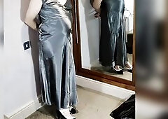 Uk tv wench Nottstvslut lengthy hawt shiny satin ball gown. Hawt sissy tv floozy