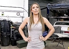 Blond Angelica Amore Gets Facial After Trading Twat for Auto Service