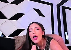 Sexy Lady Sucking Fake Cock