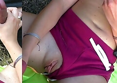 Busty amateur girlfriend outdoor fuck with cumshot