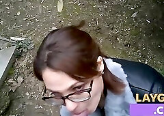 Public Striptease and Blowjob in a city Park