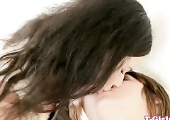 Youthful t-girl sucks off t-girl gal