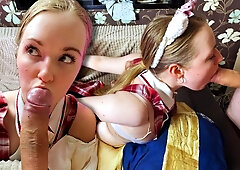 Adorable stepsis moans loving bros thick cock pounding her eager mouth