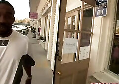 Hawt breasty blond sucking large ebony cock and drilled in hard interracial threeway