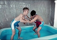 STAXUS :: OIL UP : wrestling Edition:molten teenagers fight in oil and end up unleashing their passion
