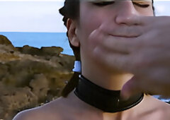 Boxer tied up and spanked before rimming her dom along the Balearic Sea -- beginning of a real domination session based on warrior themes in mythology