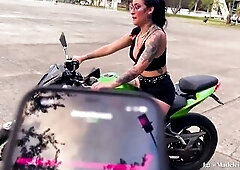 I learn to drive a motorcycle whilst my teacher controls my lush until I cum