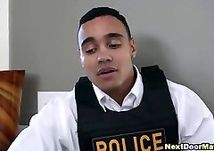 Latino gay cop makes his snitch suck & fuck his cock