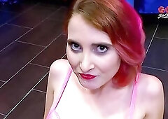 The redhead whore kneels in advance of a group of dudes and deepthroats their hard knobs one after some other. They repeatedly shoot thick loads str8 
