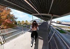 Crossdresser demonstrating in a instruct station