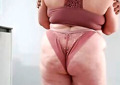 Large Stomach Big Beautiful Woman and Sissy hunk having Joy